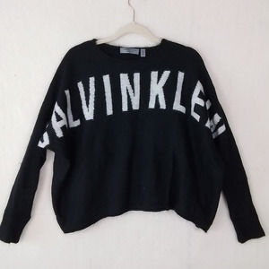 Calvin Klein Wool Blend Oversized Cropped Sweater Size Small‎ in Black